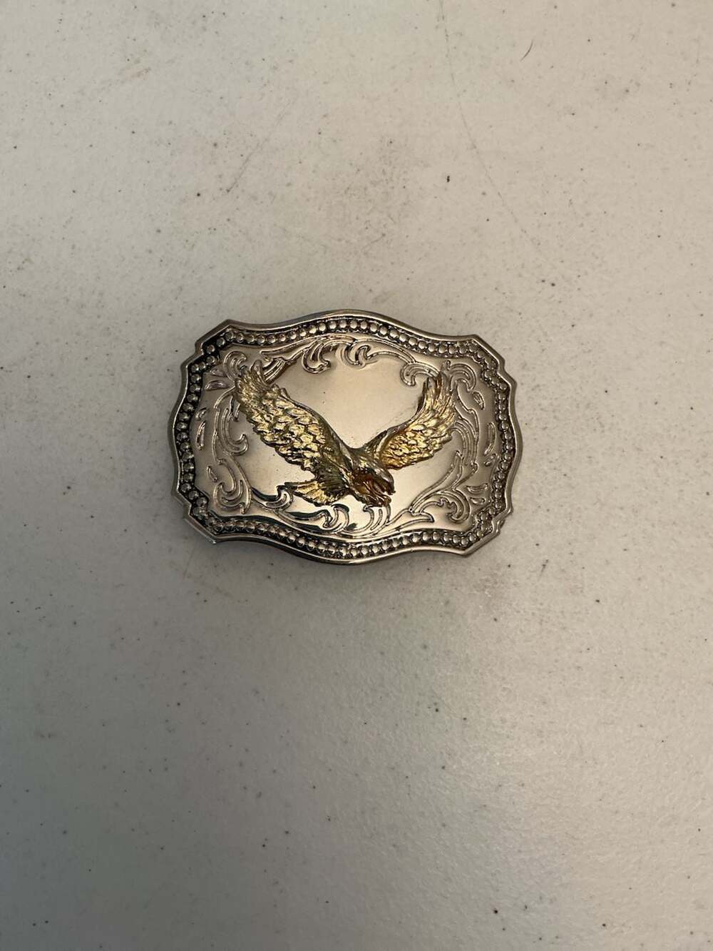 Vintage Two-Tone American Bald Eagle Western Belt Buckle Made in USA